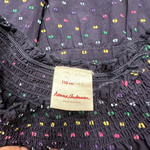 Hanna Andersson Navy Blue Rainbow Polka Dot Short Sleeve Shirt - Picture 6 of 6
